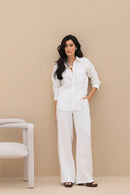 Conjunto Resort Linho Branco – Camisa e Calça Feminina em Linho Premium + Brinde