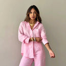 Conjunto Resort Linho Rosa – Camisa e Calça Feminina em Linho + Brinde